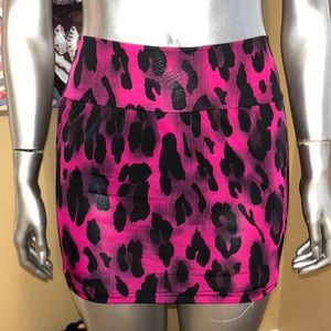 Handmade magenta pink black cheetah leopard animal print mini skirt size small